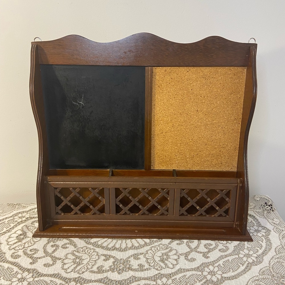 Vintage Wood Wall Mounted Message Centre